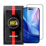 OEM iPhone 17 üvegfólia, tempered glass, előlapi, edzett, hajlított, fekete kerettel, Veason 6D Pro