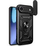 OEM iPhone Air hátlap tok, telefon tok, kitámasztható, mágneses, ütésálló, fekete, Defender Slide