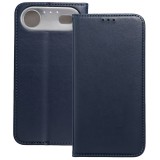 OEM iPhone Air könyvtok, fliptok, telefon tok, mágneszáras, bankkártyatartós, sötétkék, Smart Magnetic
