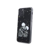 OEM iPhone XR hátlaptok, telefon tok, kemény, fekete, csontváz mintás, Romantic Skeletons 1