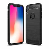 OEM iPhone XR szilikon tok, hátlaptok, telefon tok, karbon mintás, fekete, Simple Carbon