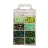 OEM Kásagyöngy készlet vegyes méret és forma 8 szín - Zöld