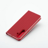OEM LUNA BOOK CARBON könyvtok Samsung Galaxy A40 - piros