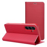 OEM LUNA BOOK CARBON könyvtok Samsung Galaxy S23 - piros