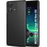 OEM Motorola Edge 40 Neo 5G szilikon tok, hátlaptok, telefon tok, velúr belsővel, matt, fekete, Silicon
