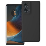 OEM Motorola Edge 50 Fusion 5G szilikon tok, hátlaptok, telefon tok, velúr belsővel, matt, fekete, Silicon