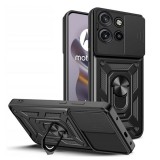 OEM Motorola Edge 50 Neo 5G / Edge 60 Neo 5G hátlap tok, telefon tok, kitámasztható, mágneses, ütésálló, fekete, Defender Slide