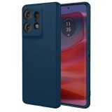 OEM Motorola Edge 50 Pro 5G szilikon tok, hátlaptok, telefon tok, velúr belsővel, matt, sötétkék, Silicon