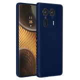 OEM Motorola Edge 50 Ultra 5G szilikon tok, hátlaptok, telefon tok, velúr belsővel, matt, sötétkék, Silicon