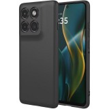 OEM Motorola Edge 60 Pro 5G szilikon tok, hátlaptok, telefon tok, velúr belsővel, matt, fekete, Silicon