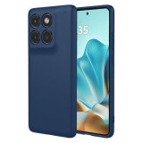OEM Motorola Edge 60 Pro 5G szilikon tok, hátlaptok, telefon tok, velúr belsővel, matt, sötétkék, Silicon