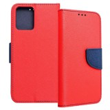 OEM Motorola Moto G14 könyvtok, fliptok, telefon tok, bankkártyatartós, mágneszáras, piros-sötétkék, Fancy