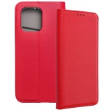 OEM Motorola Moto G15 könyvtok, fliptok, telefon tok, bankkártyatartós, mágneszáras, piros, Smart Case book