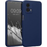 OEM Motorola Moto G53 5G szilikon tok, hátlaptok, telefon tok, velúr belsővel, matt, sötétkék, Silicon