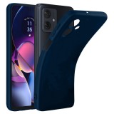 OEM Motorola Moto G54 5G Power Edition szilikon tok, hátlaptok, telefon tok, velúr belsővel, matt, sötétkék, Silicon