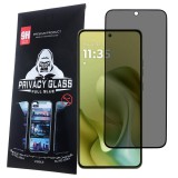 OEM Motorola Moto G56 5G üvegfólia, tempered glass, előlapi, edzett, hajlított, fekete kerettel, betekintés védelemmel, Privacy