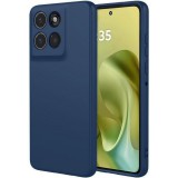 OEM Motorola Moto G86 5G szilikon tok, hátlaptok, telefon tok, velúr belsővel, matt, sötétkék, Silicon
