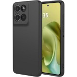 OEM Motorola Moto G86 Power 5G szilikon tok, hátlaptok, telefon tok, velúr belsővel, matt, fekete, Silicon