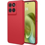 OEM Motorola Moto G86 Power 5G szilikon tok, hátlaptok, telefon tok, velúr belsővel, matt, piros, Silicon