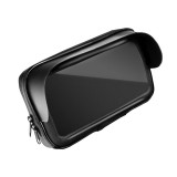 OEM Motoros telefontartó kormányra, vízálló, napellenzős, cipzáras, 5,5-6,3 col, fekete