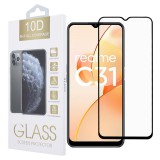 OEM Realme C31 üvegfólia, tempered glass, előlapi, 10D, edzett, hajlított, fekete kerettel