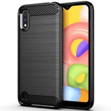 OEM Samsung Galaxy A01 szilikon tok, hátlaptok, telefon tok, karbon mintás, fekete, Carbon case