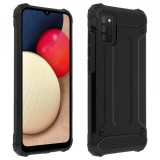 OEM Samsung Galaxy A02S hátlap tok, telefon tok, ütésálló, fekete, Armor