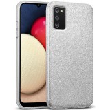 OEM Samsung Galaxy A02s szilikon tok, hátlaptok, telefon tok, csillámos, ezüst, Glitter