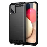 OEM Samsung Galaxy A02S szilikon tok, hátlaptok, telefon tok, karbon mintás, fekete, Carbon case
