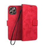 OEM Samsung Galaxy A03s könyvtok, fliptok, telefon tok, oldalra nyíló tok, mágneszáras, bankkártyatartós, piros "Merry Christmas", Forcell Mezzo