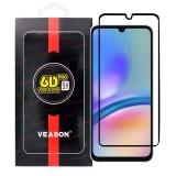 OEM Samsung Galaxy A05s üvegfólia, tempered glass, előlapi, edzett, hajlított, fekete kerettel, Veason 6D Pro