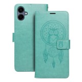 OEM Samsung Galaxy A06 könyvtok, fliptok, telefon tok, mágneszáras, bankkártyatartós, álomfogó mintás, zöld, Forcell Mezzo