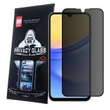 OEM Samsung Galaxy A06 üvegfólia, tempered glass, előlapi, edzett, hajlított, fekete kerettel, betekintés védelemmel, Privacy