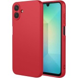 OEM Samsung Galaxy A07 szilikon tok, hátlaptok, telefon tok, velúr belsővel, matt, piros, Silicon