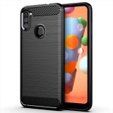 OEM Samsung Galaxy A11 szilikon tok, hátlaptok, telefon tok, karbon mintás, fekete, Carbon case