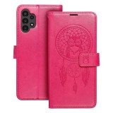 OEM Samsung Galaxy A13 4G könyvtok, fliptok, telefon tok, mágneszáras, bankkártyatartós, álomfogó mintás, magenta, Forcell Mezzo