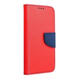 OEM Samsung Galaxy A13 4G könyvtok, fliptok, telefon tok, szilikon keretes, mágneszáras, bankkártyatartós, piros-sötétkék, Fancy
