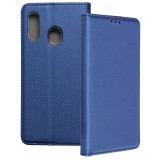 OEM Samsung Galaxy A20e könyvtok, fliptok, telefon tok, bankkártyatartós, mágneszáras, sötétkék, Smart Case book
