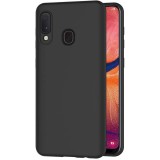 OEM Samsung Galaxy A20e szilikon tok, hátlaptok, telefon tok, velúr belsővel, matt, fekete, Silicon