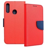 OEM Samsung Galaxy A20s könyvtok, fliptok, telefon tok, bankkártyatartós, mágneszáras, piros-sötétkék, Fancy