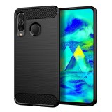OEM Samsung Galaxy A20s szilikon tok, hátlaptok, telefon tok, karbon mintás, fekete, Carbon case