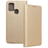 OEM Samsung Galaxy A21S könyvtok, telefon tok, fliptok, bankkártyatartós, mágneszáras, arany, Smart Case book