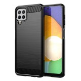 OEM Samsung Galaxy A22 4G szilikon tok, hátlaptok, telefon tok, karbon mintás, fekete, Simple Carbon