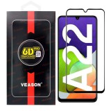OEM Samsung Galaxy A22 4G üvegfólia, tempered glass, előlapi, edzett, hajlított, fekete kerettel, Veason 6D Pro