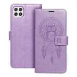 OEM Samsung Galaxy A22 5G könyvtok, fliptok, telefon tok, mágneszáras, bankkártyatartós, álomfogó mintás, lila, Forcell Mezzo