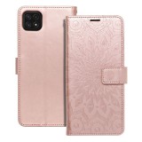 OEM Samsung Galaxy A22 5G könyvtok, fliptok, telefon tok, mágneszáras, bankkártyatartós, mandala mintás, rose gold, Forcell Mezzo