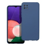 OEM Samsung Galaxy A22 5G szilikon tok, hátlaptok, telefon tok, velúr belsővel, matt, kék, Silicone