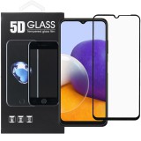 OEM Samsung Galaxy A22 5G üvegfólia, tempered glass, előlapi, 5D, edzett, hajlított, fekete kerettel