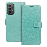 OEM Samsung Galaxy A23 5G könyvtok, fliptok, telefon tok, mágneszáras, bankkártyatartós, mandala mintás, zöld, Forcell Mezzo