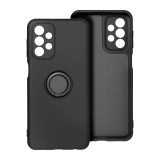 OEM Samsung Galaxy A23 5G szilikon tok, hátlaptok, telefon tok, velúr belsővel, gyűrűvel, matt, fekete, Silicone Ring